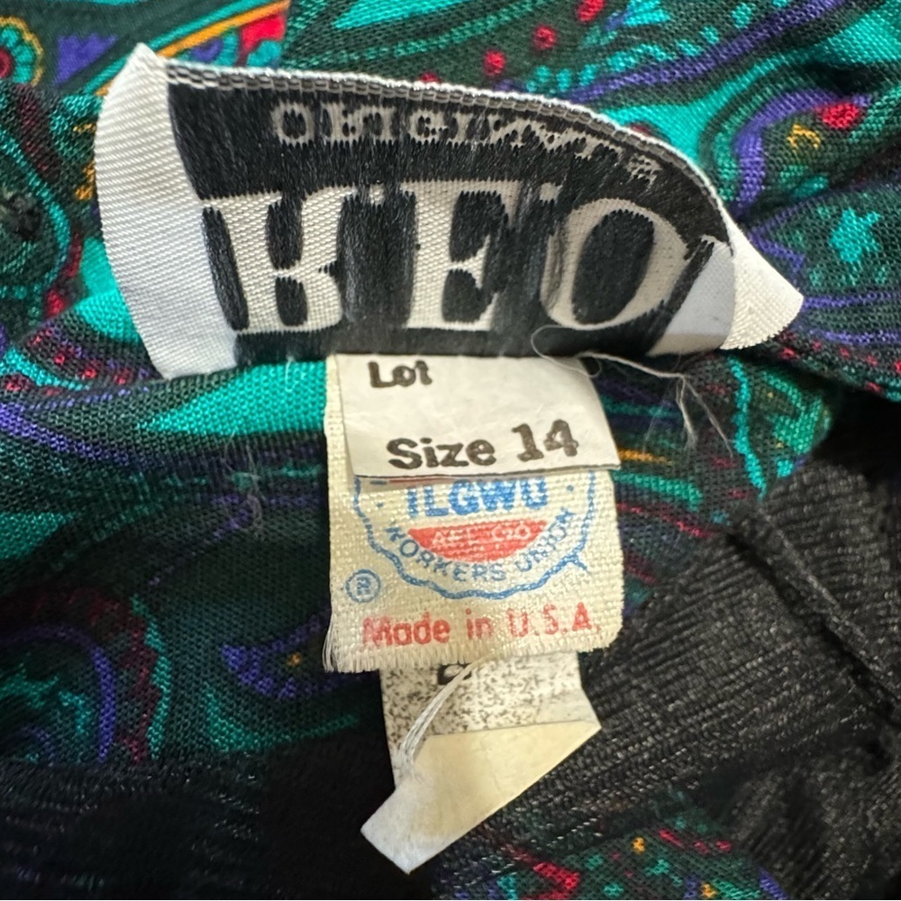 R.E.O. Originals Vintage Multicolored Long Sleeves Round Neck Midi Dress Size 14 - Picture 14 of 16